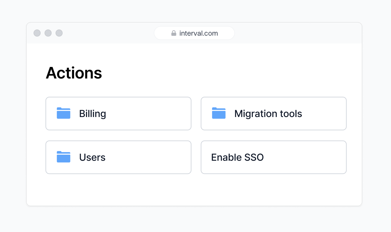 A screenshot of nested actions in the Interval dashboard